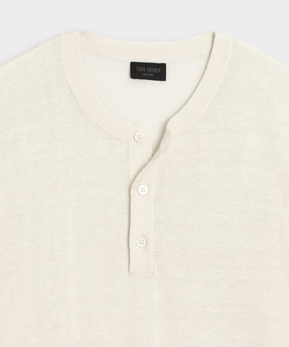 Linen-Cotton Henley Sweater