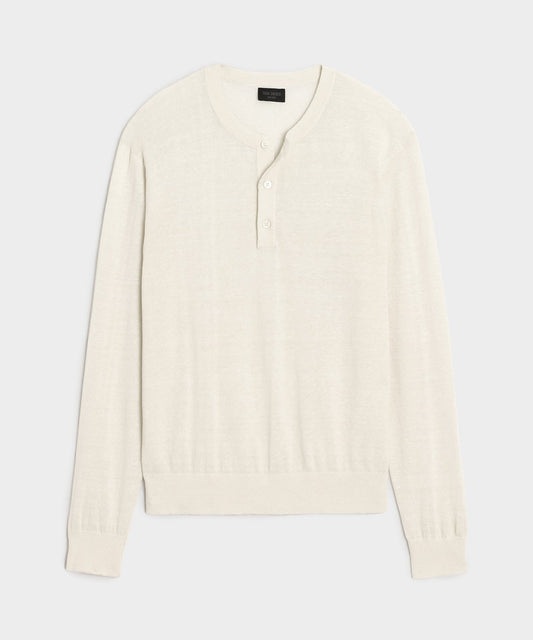 Linen-Cotton Henley Sweater