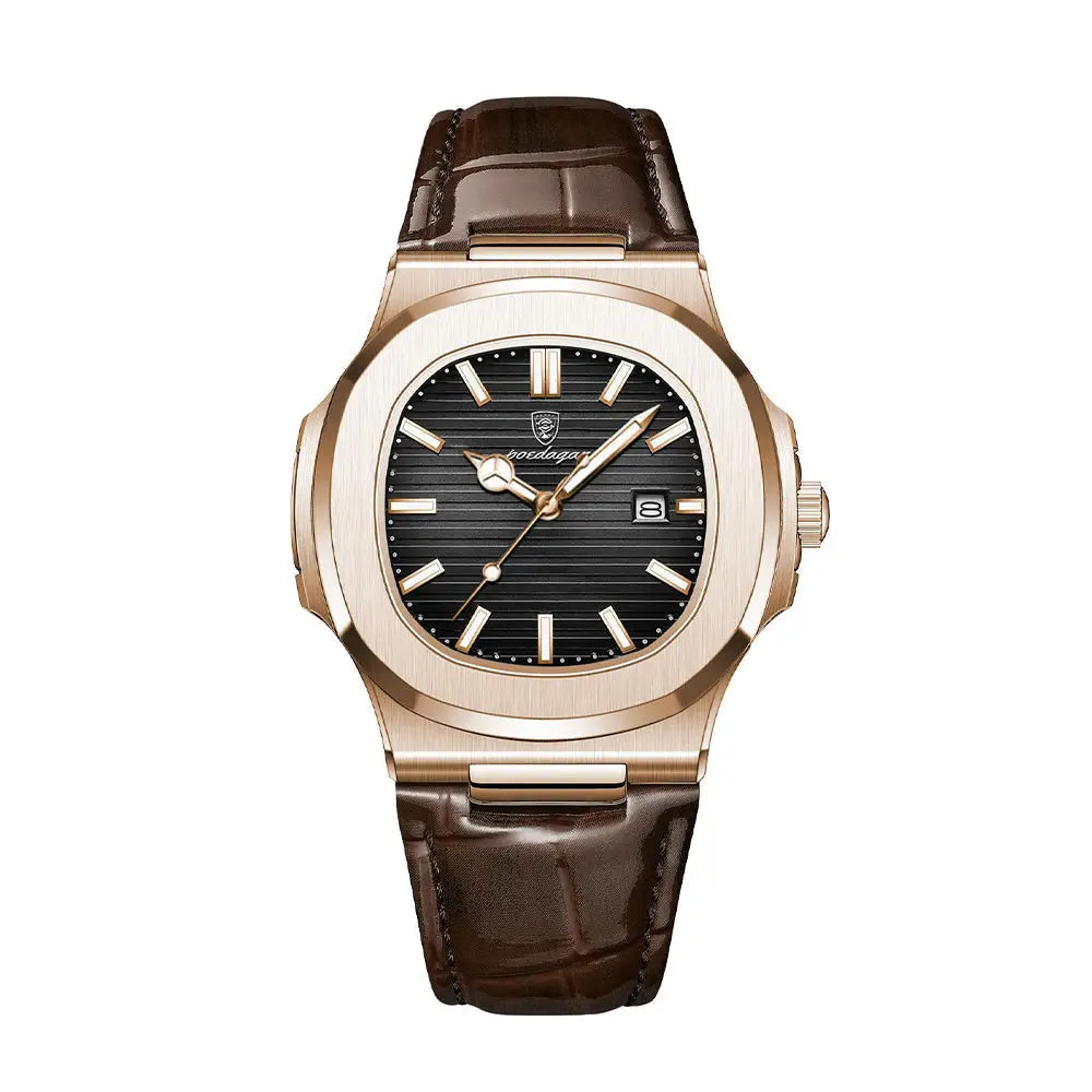 Rose Gold Leather Luxe Watch